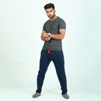 Gym Summer Collection Regular fit Navy Blue Cotton Jersey Trouser For Men