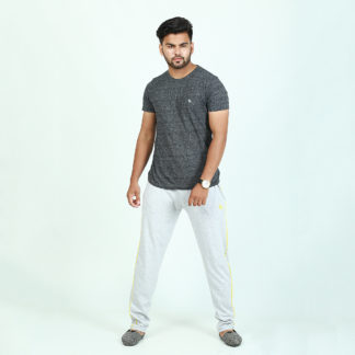 Gym Summer Collection Regular Fit Grey Cotton Jersey Trouser For Men